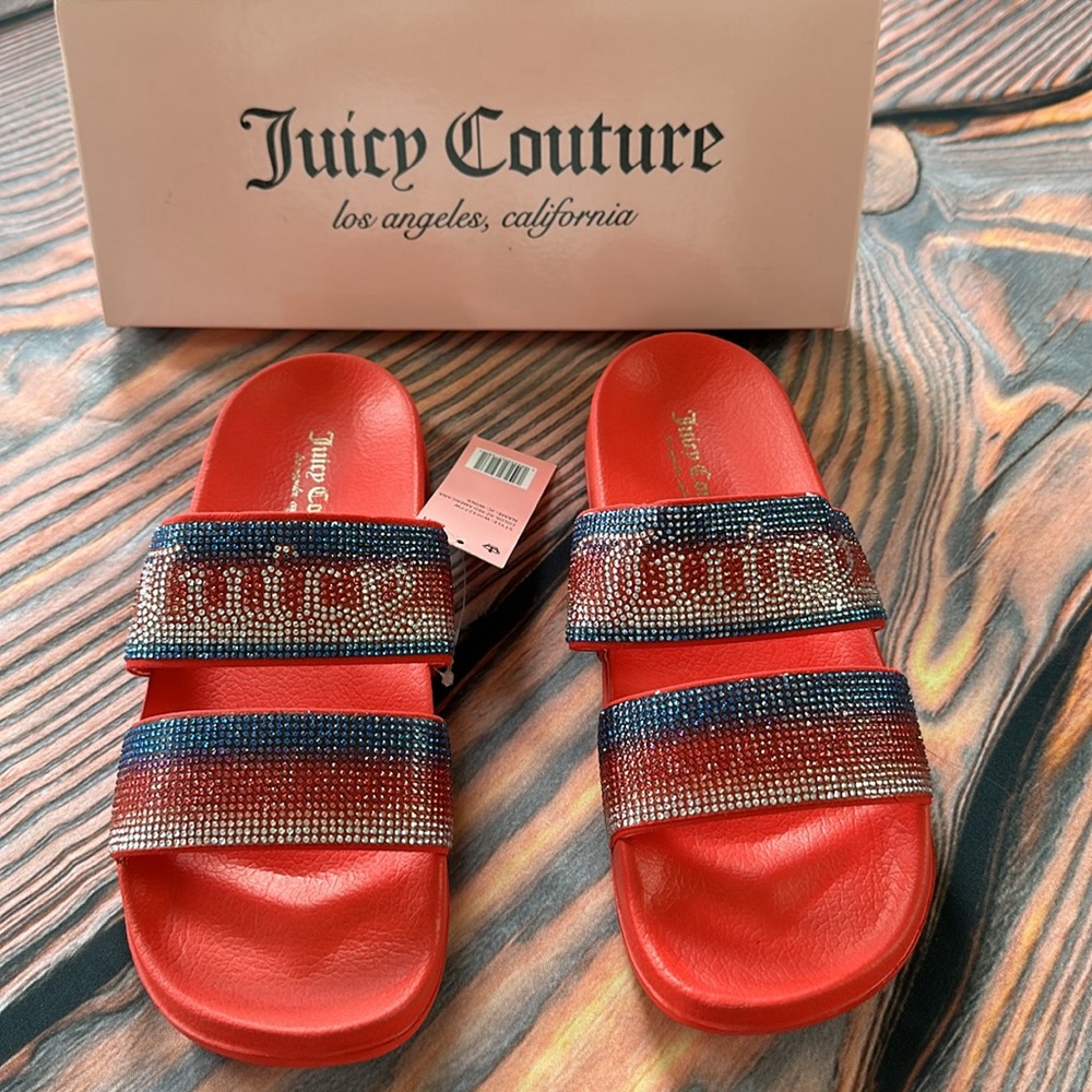 NWT Juicy Couture Shoes slides size 8M red Americana new inbox